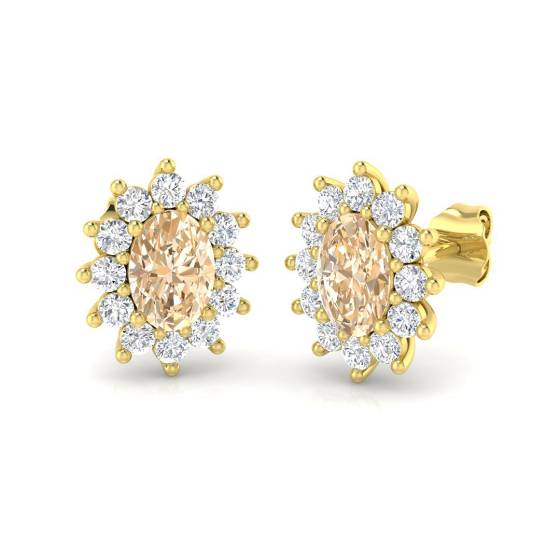1.35ct VS/E-F Morganite and Diamond Earrings