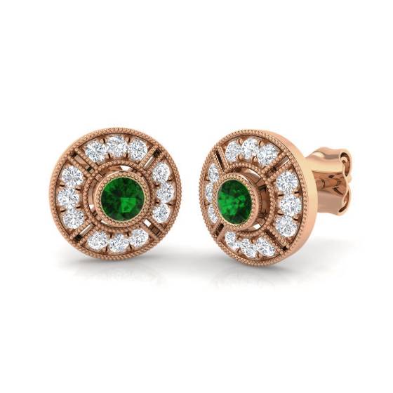 0.50ct VS/E-F Emerald and Diamond Gemstone Earrings