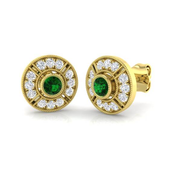 0.50ct VS/E-F Emerald and Diamond Gemstone Earrings