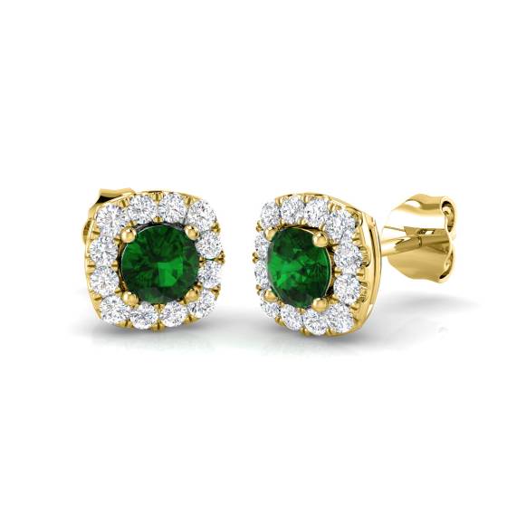 0.80ct VS/E-F Emerald and Diamond Gemstone Earrings