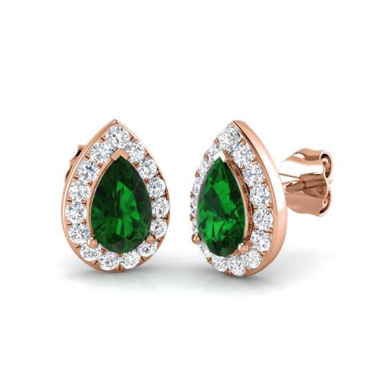 1.60ct VS/E-F Emerald and Diamond Gemstone Earrings