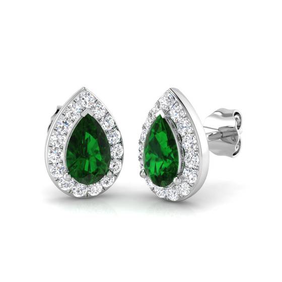 1.60ct VS/E-F Emerald and Diamond Gemstone Earrings