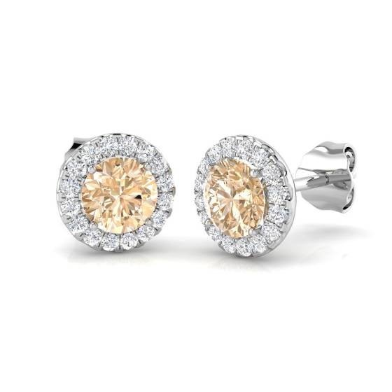 1.20ct VS/E-F Morganite and Diamond Earrings