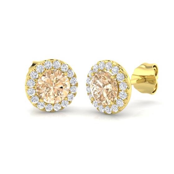1.20ct VS/E-F Morganite and Diamond Earrings