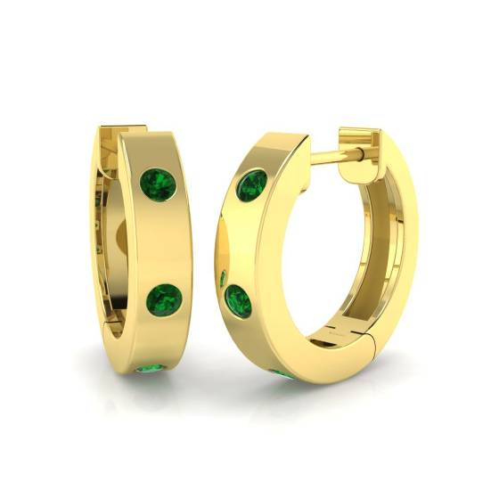 Round Green Sapphire Gemstone Hoop Earrings