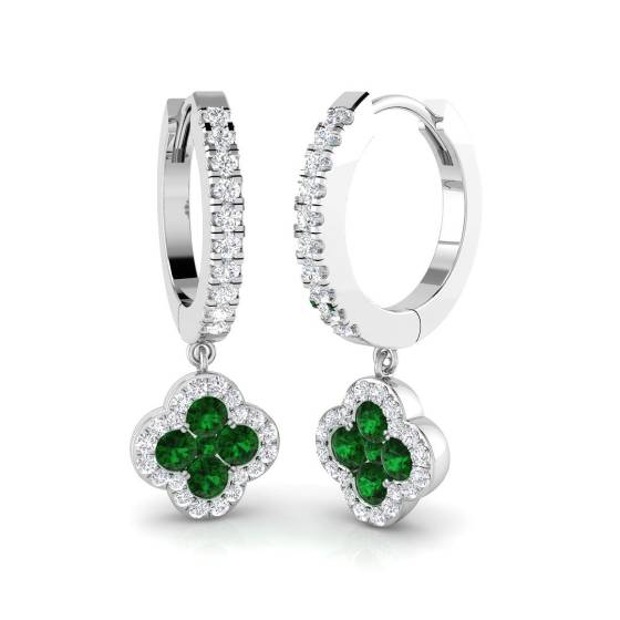 0.75ct VS/E-F Emerald and Diamond Gemstone Earrings