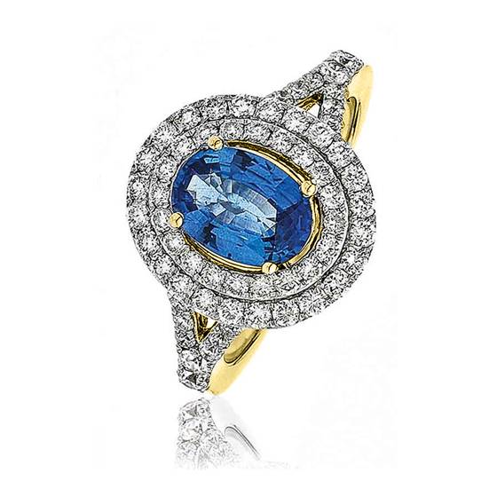 2.00ct Oval Blue Sapphire Diamond Ring