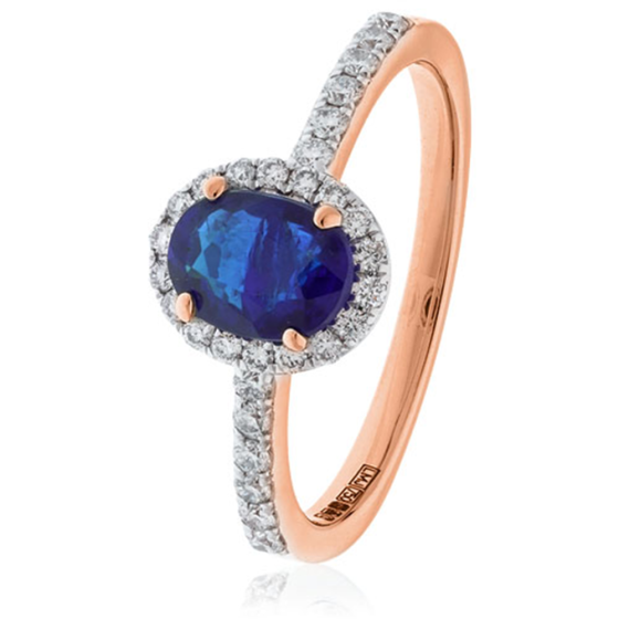 1.10ct Blue Sapphire and Diamond Halo Ring