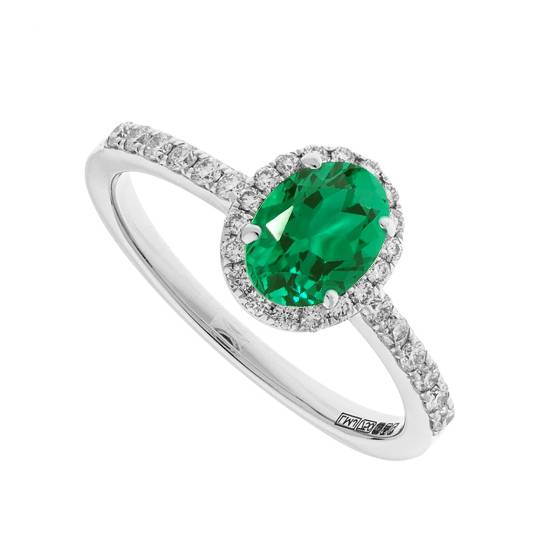 1.10ct Emerald and Diamond Halo Ring