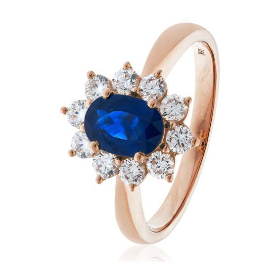 3.30ct Blue Sapphire and Diamond Halo Engagement Ring
