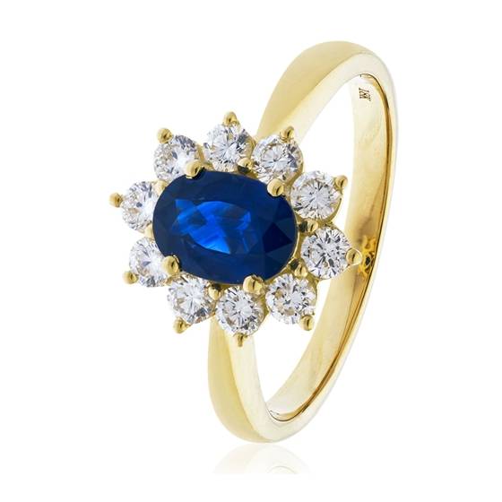 3.30ct Blue Sapphire and Diamond Halo Engagement Ring