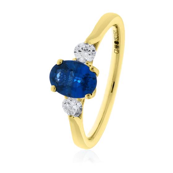 1.35ct Oval Blue Sapphire and Diamond Trilogy Ring