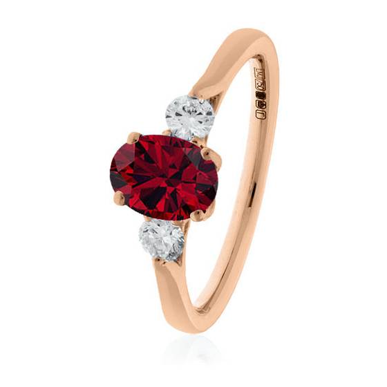 3 Stone Ruby Diamond Ring With Shoulder Diamonds