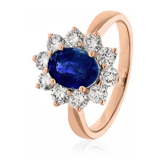 3.50ct Blue Sapphire and Diamond Halo Engagement Ring