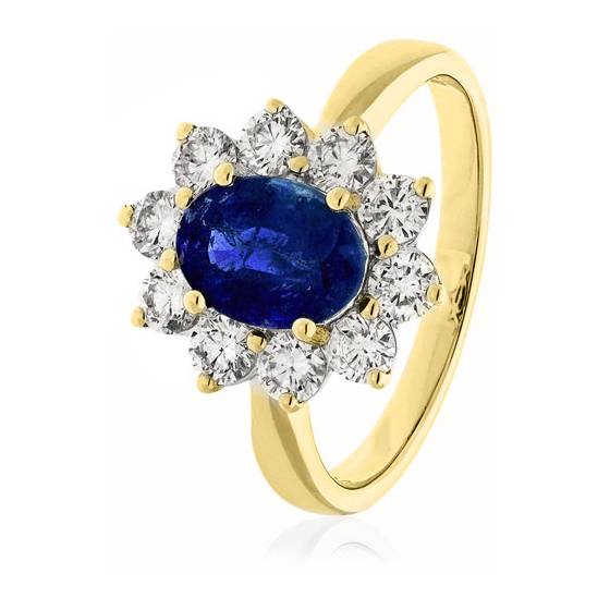3.50ct Blue Sapphire and Diamond Halo Engagement Ring