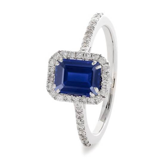1.60ct Emerald Blue Sapphire and Diamond Ring