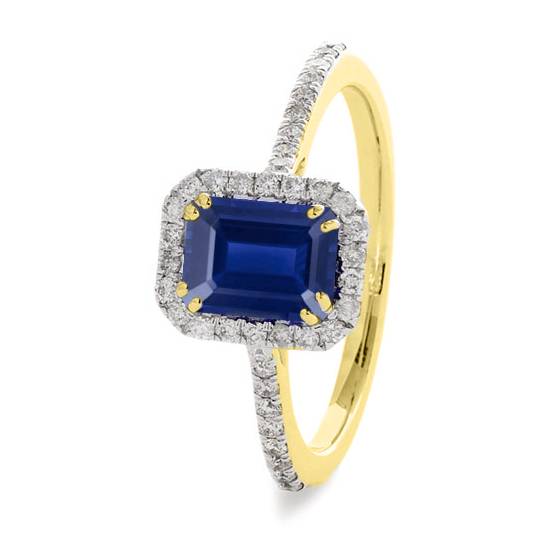 1.60ct Emerald Blue Sapphire and Diamond Ring