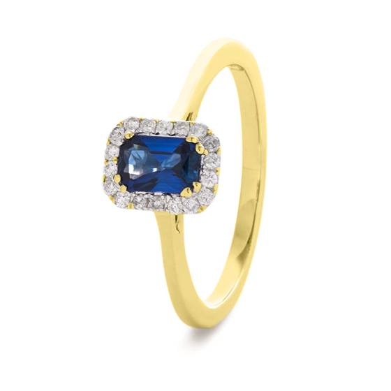 0.80ct Emerald Blue Sapphire and Diamond Ring