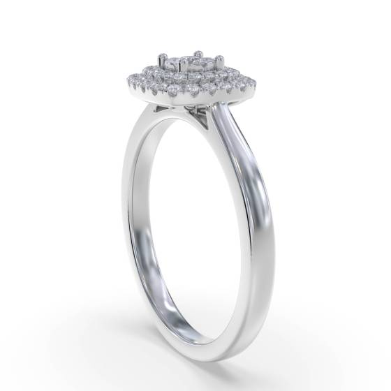0.18ct VS/E-F Natural Round Diamond Cluster Ring in 18k White Gold