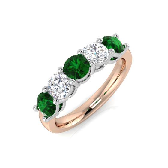 1.50ct VS/E-F Emerald and Diamond Half Eternity Gemstone Ring
