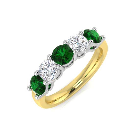 1.50ct VS/E-F Emerald and Diamond Half Eternity Gemstone Ring