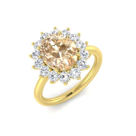3.00ct VS/E-F Morganite and Diamond Gemstone Ring