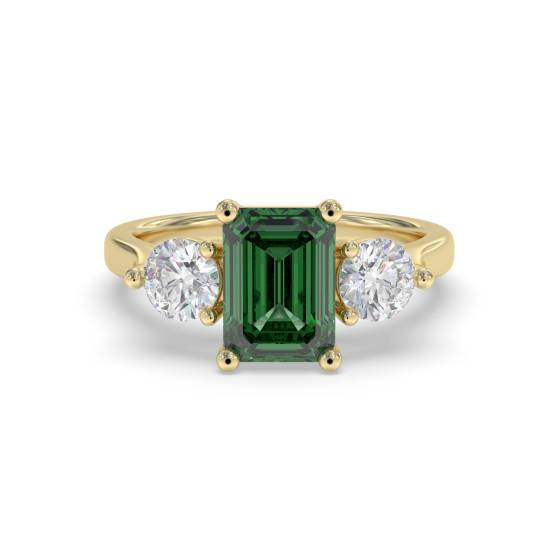 1.05ct VS/E-F Trilogy Emerald and Diamond Gemstone Ring