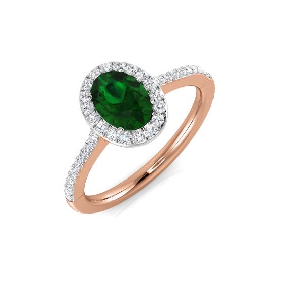 1.00ct VS/E-F Emerald and Diamond Halo Ring