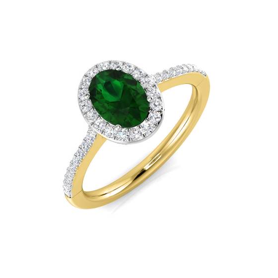 1.00ct VS/E-F Emerald and Diamond Halo Ring