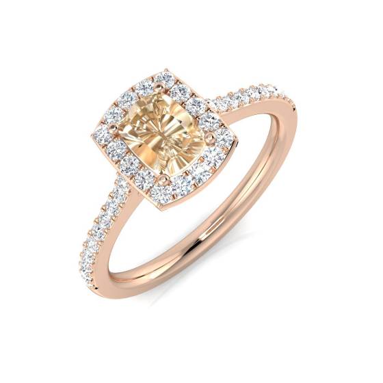 1.30ct VS/E-F Morganite and Diamond Gemstone Ring