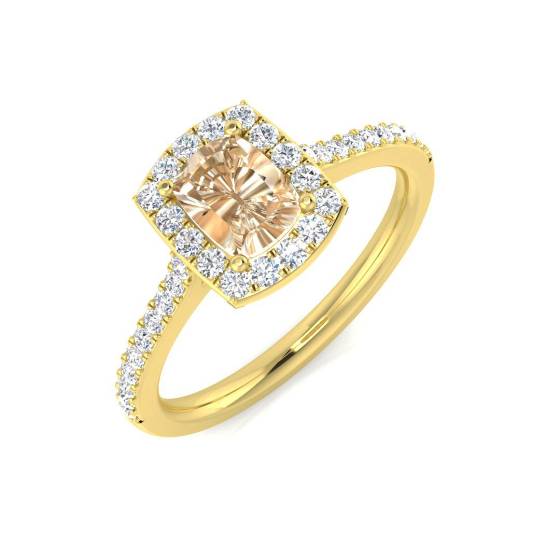 1.30ct VS/E-F Morganite and Diamond Gemstone Ring