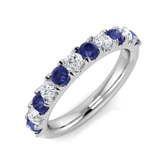 0.80ct VS/E-F Round Tanzanite and Round diamond Trilogy Ring