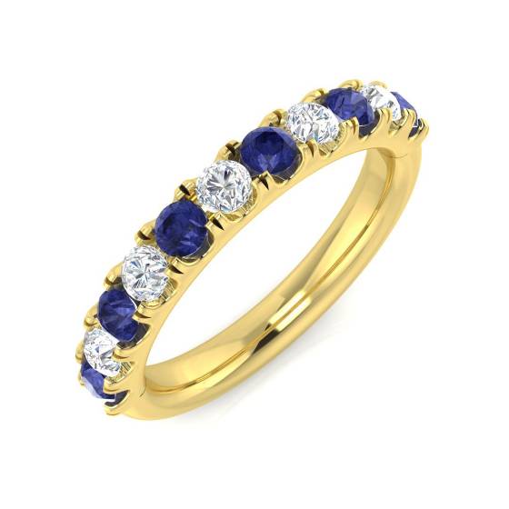 0.80ct VS/E-F Round Tanzanite and Round diamond Trilogy Ring