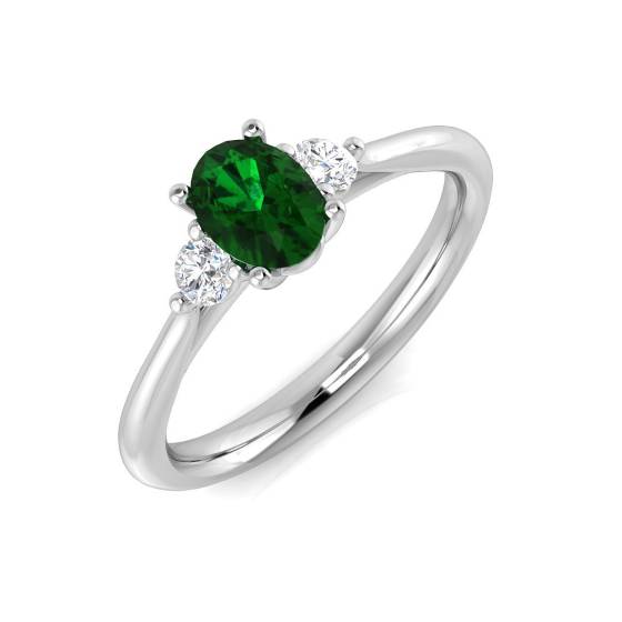 0.60ct VS/E-F Trilogy Emerald and Diamond Gemstone Ring