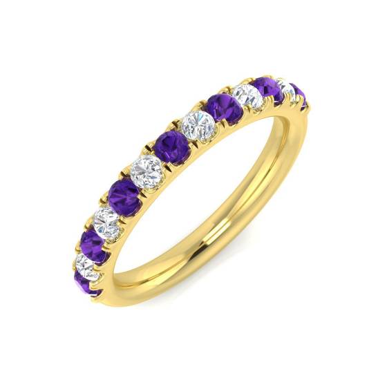 0.50ct Round Amethyst and Round diamond Half Eternity Ring