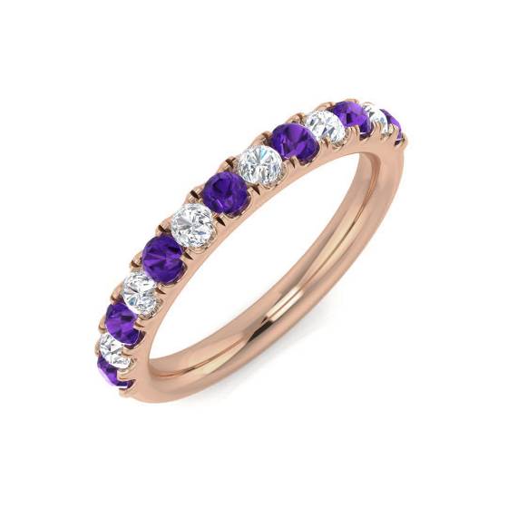 0.50ct Round Amethyst and Round diamond Half Eternity Ring