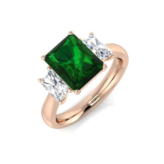 3.15ct VS/E-F Trilogy Emerald and Diamond Gemstone Ring