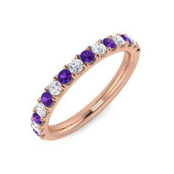 0.55ct Round Amethyst and Round diamond Half Eternity Ring