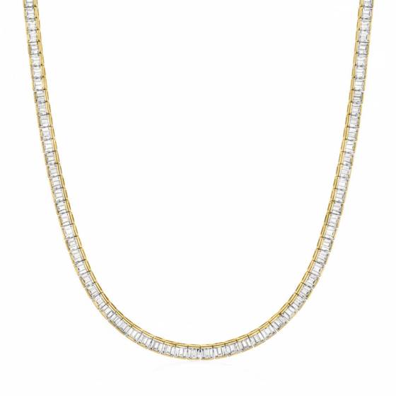 8.60ct VS/F-G Channel Set Baguette Diamond Tennis Necklace
