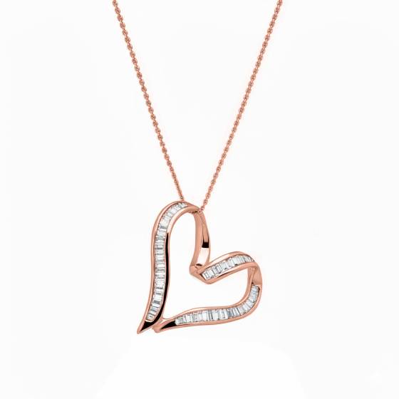 Classic Baguette Diamond Heart Pendant