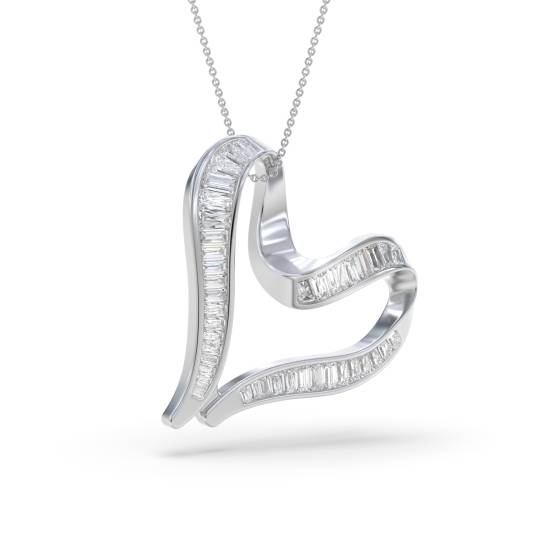 Classic Baguette Diamond Heart Pendant