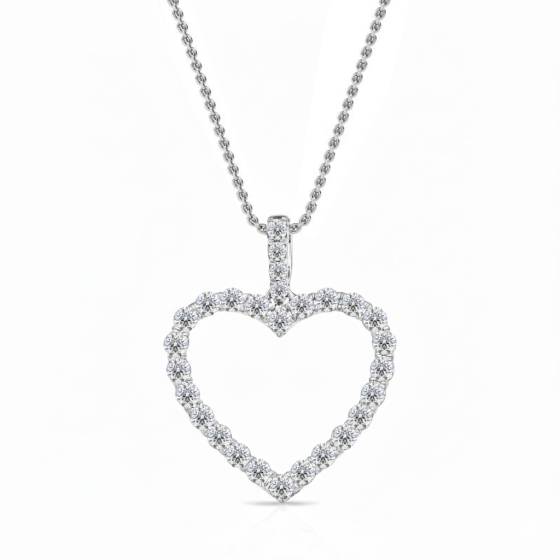 Classic Round Diamond Heart Pendant