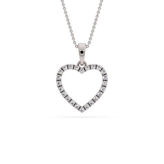 Classic Round Diamond Heart Pendant