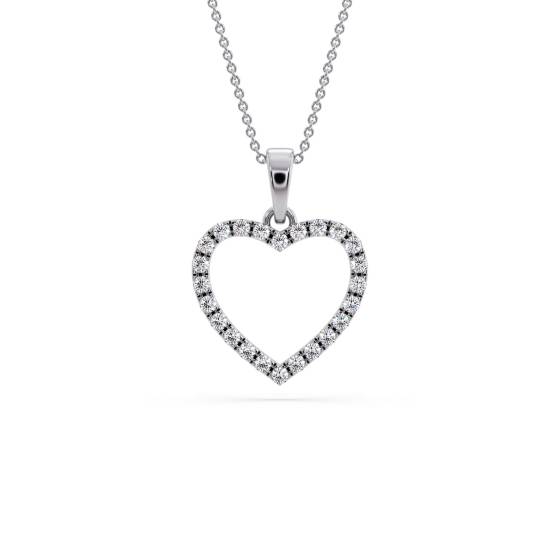 Classic Round Diamond Heart Pendant