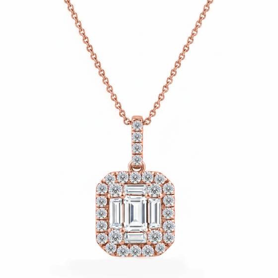 0.30ct Cluster Round and Baguette Diamond Designer Pendant