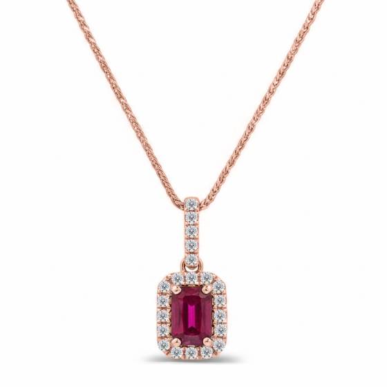 Ruby and Diamond Halo Pendant