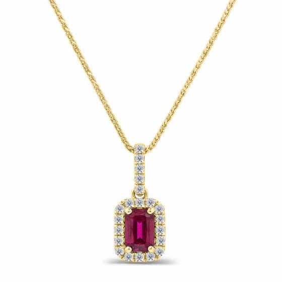 Ruby and Diamond Halo Pendant