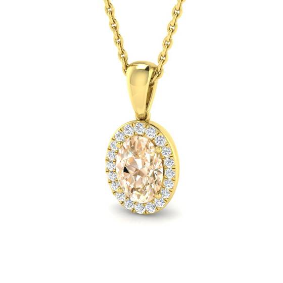 0.70ct VS/E-F Morganite and Diamond Gemstone Pendant