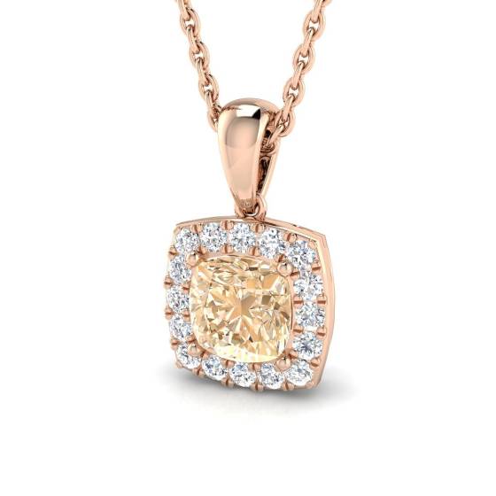 0.85ct VS/E-F Morganite and Diamond Gemstone Pendant