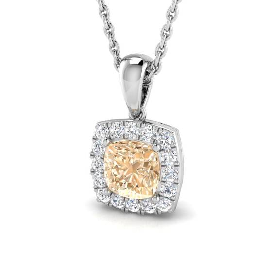 0.85ct VS/E-F Morganite and Diamond Gemstone Pendant